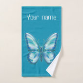 Turquoise butterfly bad handdoek (Handdoek)