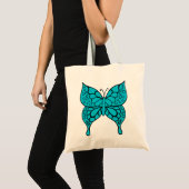 Turquoise Butterfly Canvas tas (Voorkant (product))