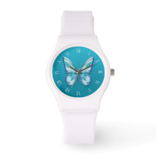 Turquoise Butterfly Horloge