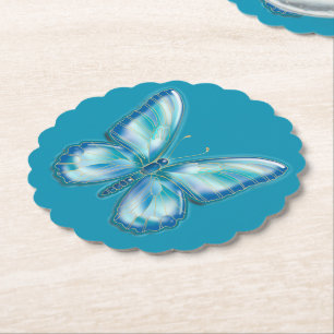 Turquoise Butterfly Kartonnen Onderzetters