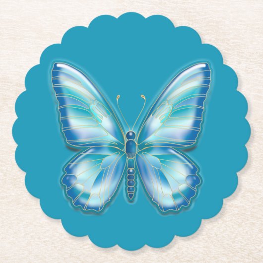 Turquoise Butterfly Kartonnen Onderzetters (Voorkant)