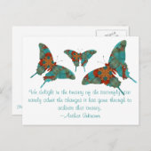 Turquoise Butterfly met Gezegde Briefkaart (Voorkant / Achterkant)