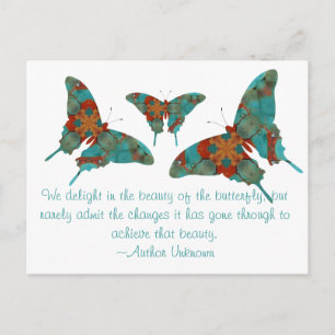 Turquoise Butterfly met Gezegde Briefkaart