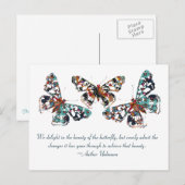 Turquoise Butterfly met Gezegde Briefkaart (Voorkant / Achterkant)