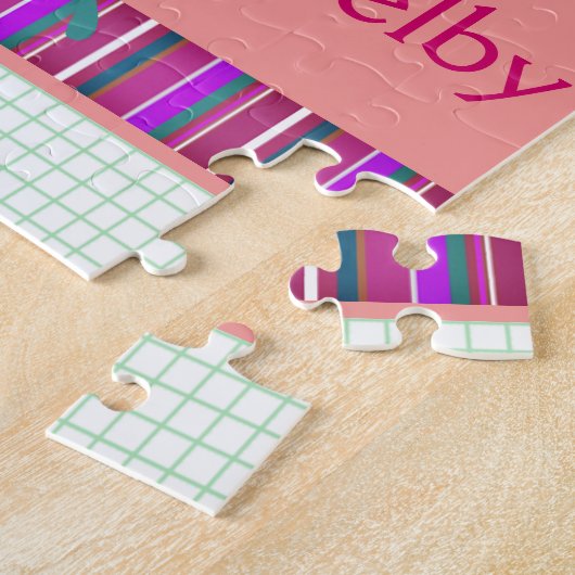 Turquoise Butterfly met naam Legpuzzel (Zijkant)