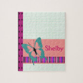 Turquoise Butterfly met naam Legpuzzel (Verticaal)