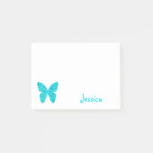 Turquoise Butterfly Persoonlijke meisjesnaam Post-it® Notes (Voorkant)