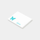 Turquoise Butterfly Persoonlijke meisjesnaam Post-it® Notes (Schuin)