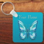 Turquoise Butterfly Sleutelhanger (Voorkant)