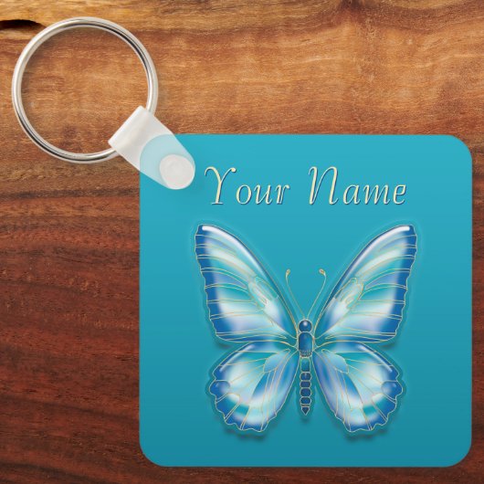 Turquoise Butterfly Sleutelhanger (Voorkant)