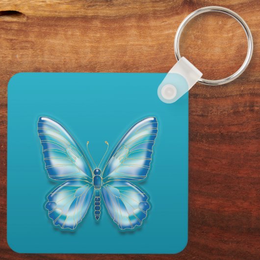 Turquoise Butterfly Sleutelhanger (Achterkant)