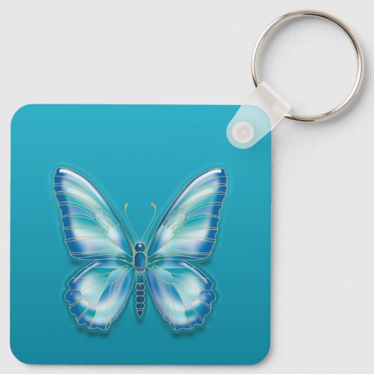Turquoise Butterfly Sleutelhanger (Achterkant)