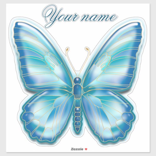 Turquoise Butterfly Sticker (Vel)
