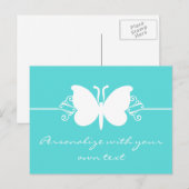 Turquoise Butterfly Swirls Briefkaart (Voorkant / Achterkant)