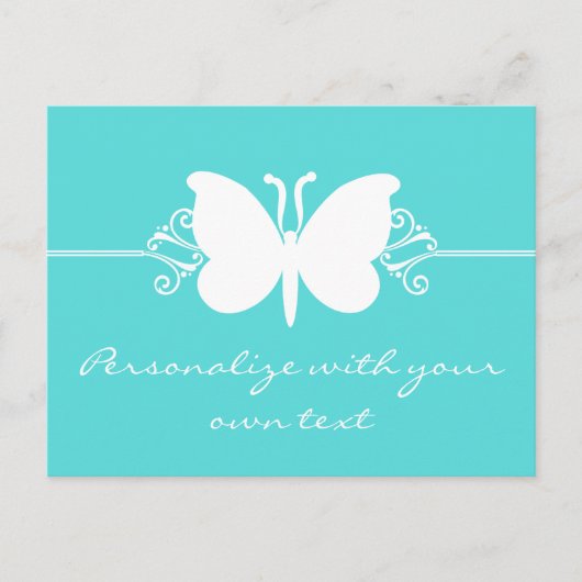 Turquoise Butterfly Swirls Briefkaart (Voorkant)