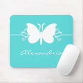 Turquoise Butterfly Swirls Mousepad Muismat (Met muis)