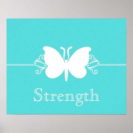 Turquoise Butterfly Swirls Virtueel Poster (Voorkant)