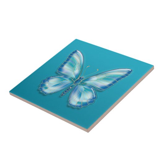 Turquoise Butterfly Tegeltje (Zijkant)