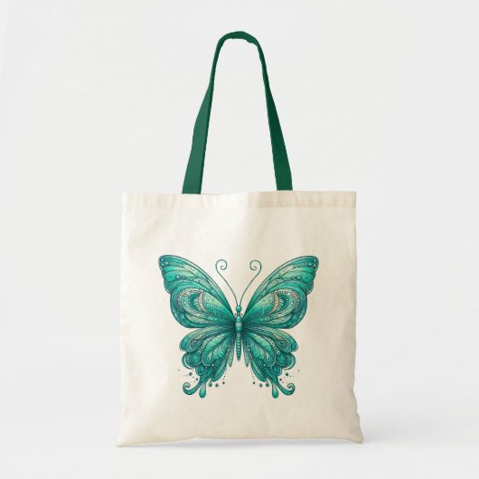 Turquoise butterfly tote bag (Voorkant)