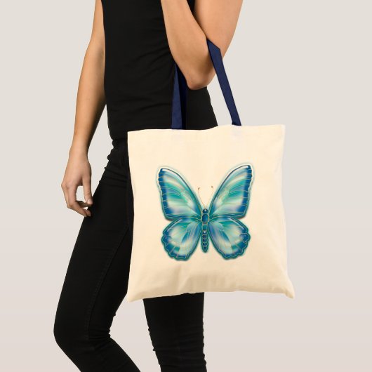 Turquoise Butterfly Tote Bag (Voorkant (product))