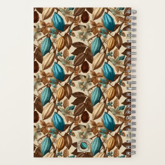 Turquoise Cacao Pattern Chocolate Tasting Notitieboek (Achterkant)