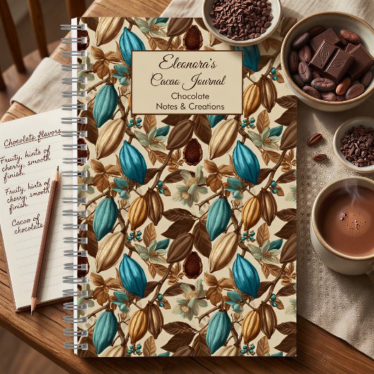 Turquoise Cacao Pattern Chocolate Tasting Notitieboek
