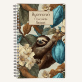 Turquoise Cacao Sloth Botanical Cooking Recipes Notitieboek (Voorkant)
