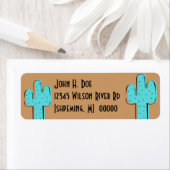 Turquoise cactus & zadel bruin retour ADDR labels (Insitu)