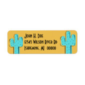 Turquoise Cactus Zuidwestelijke Adresetiketten Etiket (Voorkant)