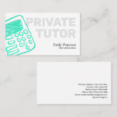 Turquoise Calculator Schets Privé bijlesdocent Wit Visitekaartje (Voorkant / Achterkant)