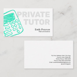 Turquoise Calculator Schets Privé bijlesdocent Wit Visitekaartje