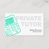 Turquoise Calculator Schets Privé bijlesdocent Wit Visitekaartje (Voorkant)