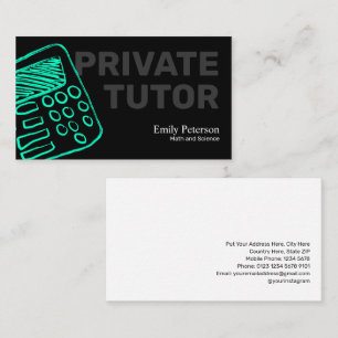 Turquoise Calculator Schets Privé Tutor Zwart Visitekaartje