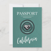 Turquoise California Passport Bewaar de datum Save The Date (Voorkant)