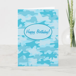 Turquoise Camouflage Happy Birthday Custom Kaart