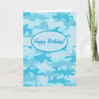 Turquoise Camouflage Happy Birthday Custom Kaart