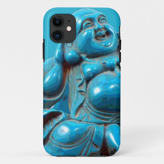 Turquoise Carved Happy Buddha Statue Iphone Case (Achterkant)
