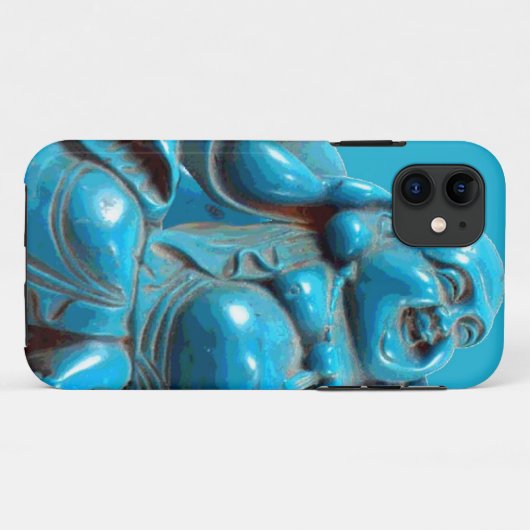 Turquoise Carved Happy Buddha Statue Iphone Case (Achterkant (horizontaal))