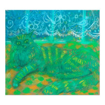 Turquoise Cat Pastel Painting Dierenportret