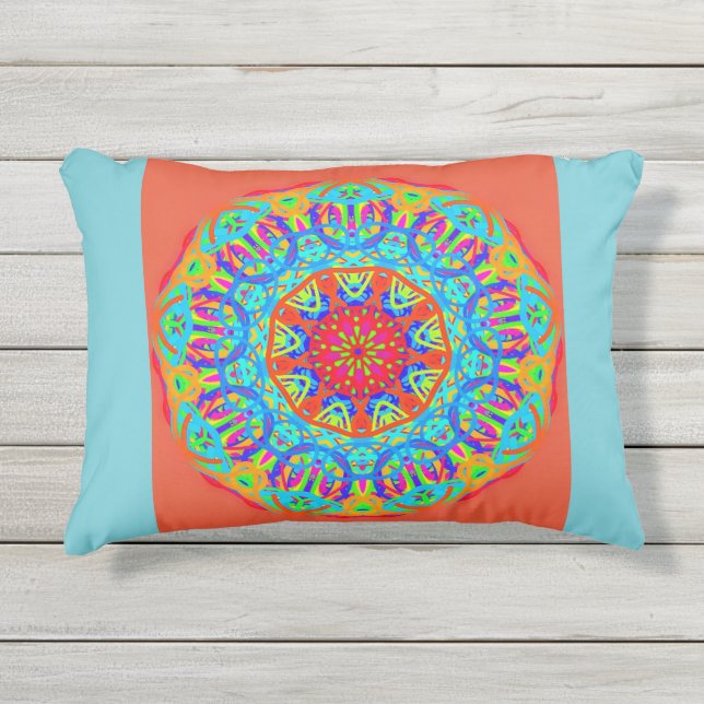 Turquoise Celebration Accent Pillow voor Home Deco Buitenkussen (Voorkant)