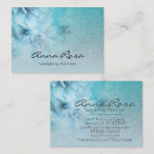 *~* Turquoise Celestial Waterverf Floral Glitter Visitekaartje (Voorkant / Achterkant)