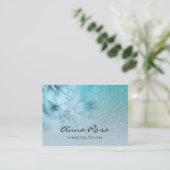 *~* Turquoise Celestial Waterverf Floral Glitter Visitekaartje (Staand voorkant)