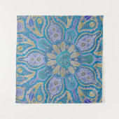 Turquoise Celtic Heart Mandala Wall Tapestry Wandkleed (Voorkant (horizontaal))