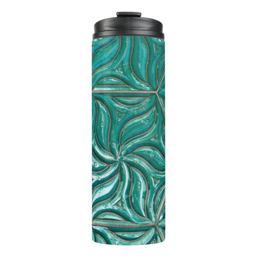 Turquoise ceramic tile wall textureabstract,archit thermosbeker (Voorkant)