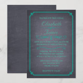 Turquoise Chalkboard Wedding Invitations Kaart (Voorkant / Achterkant)