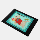 Turquoise Champagne Beige Scottie Dog Welkom Deurmat (Schuin)