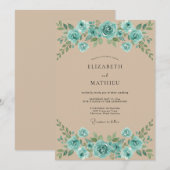 Turquoise Champagnetrouw met Blad Kaart (Voorkant / Achterkant)