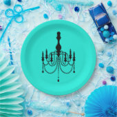 Turquoise chandelier print papieren bordje (Feest)