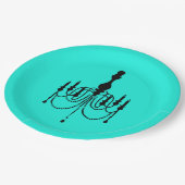 Turquoise chandelier print papieren bordje (Gekanteld)