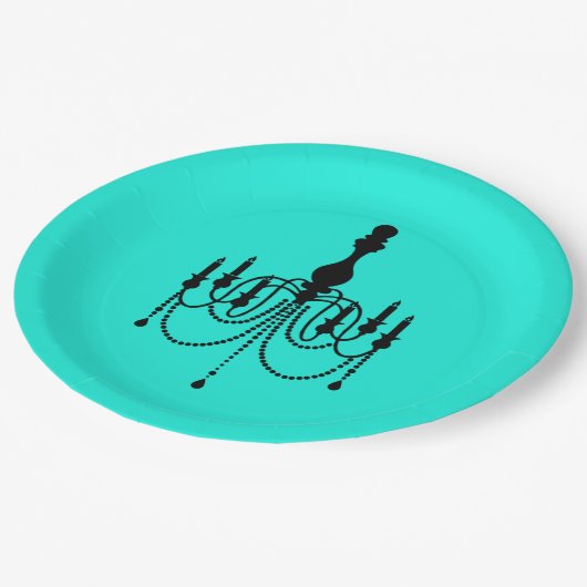 Turquoise chandelier print papieren bordje (Gekanteld)